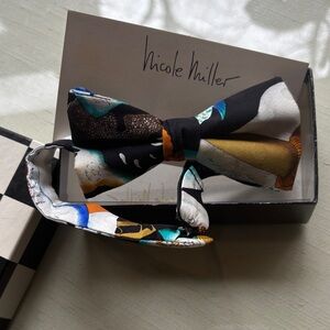 Vintage silk Nicole Miller Absolut print Bow Tie